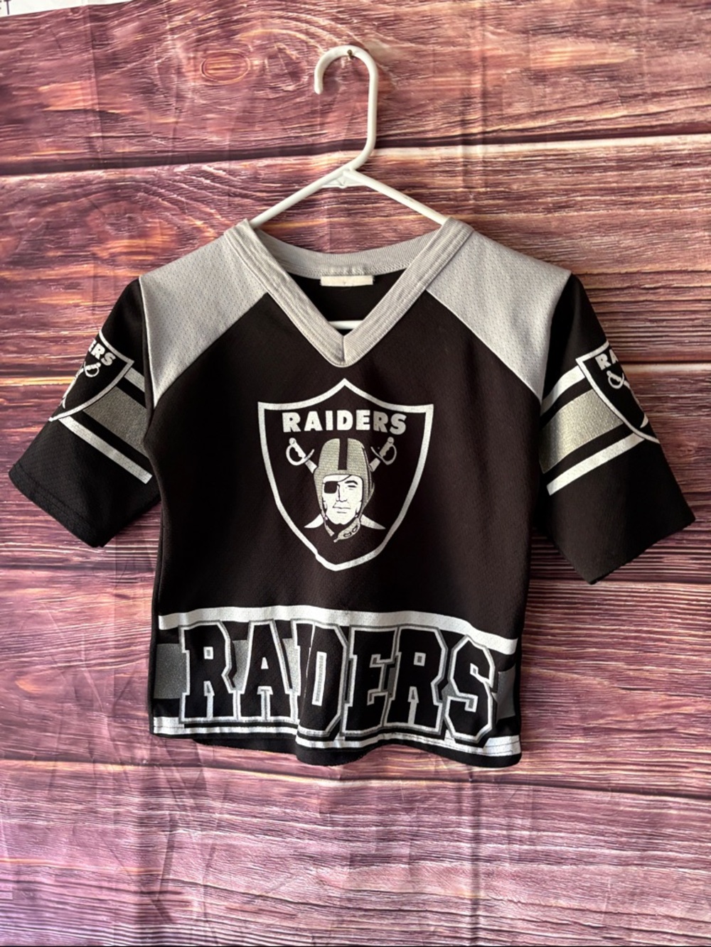 Raiders Kids' Black and Gray Short-Sleeve Jersey Top